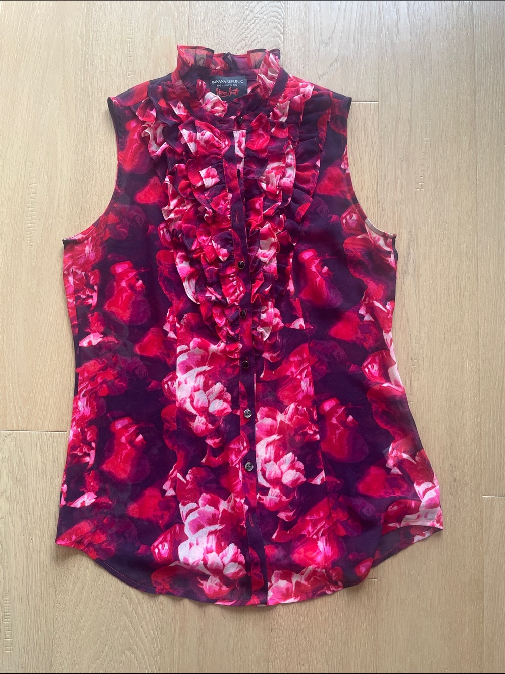 L’Wren Scott floral print sleeveless ruffled blouse